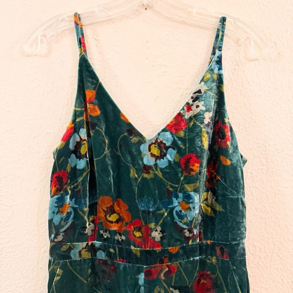 Loft green velvet sleeveless jumpsuit - Picture 5 of 8